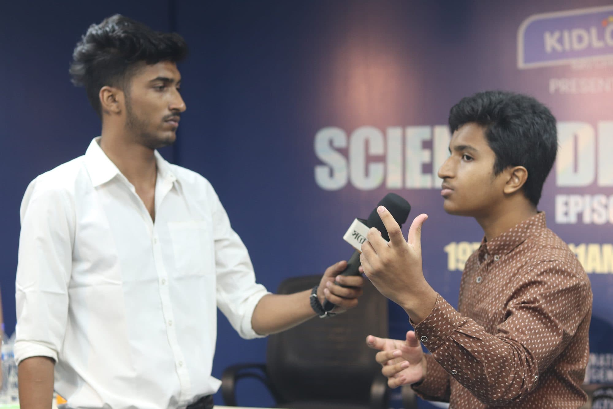 Mohammad Nasir giving a television interview at Science Discussion